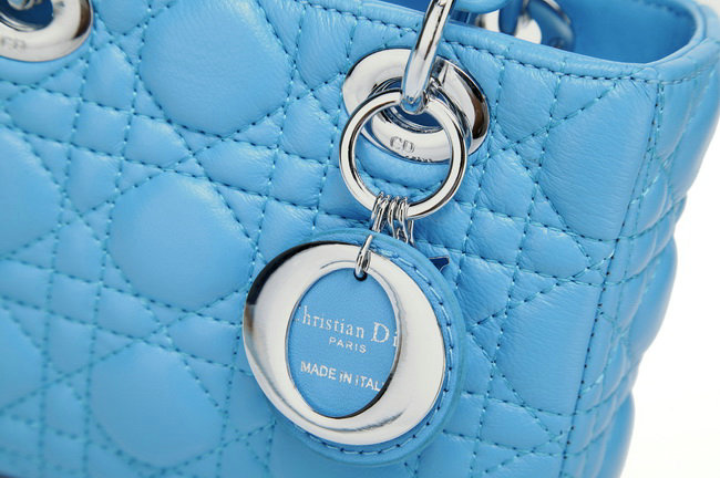 mini lady dior lambskin leather bag 6328 light blue - Click Image to Close
